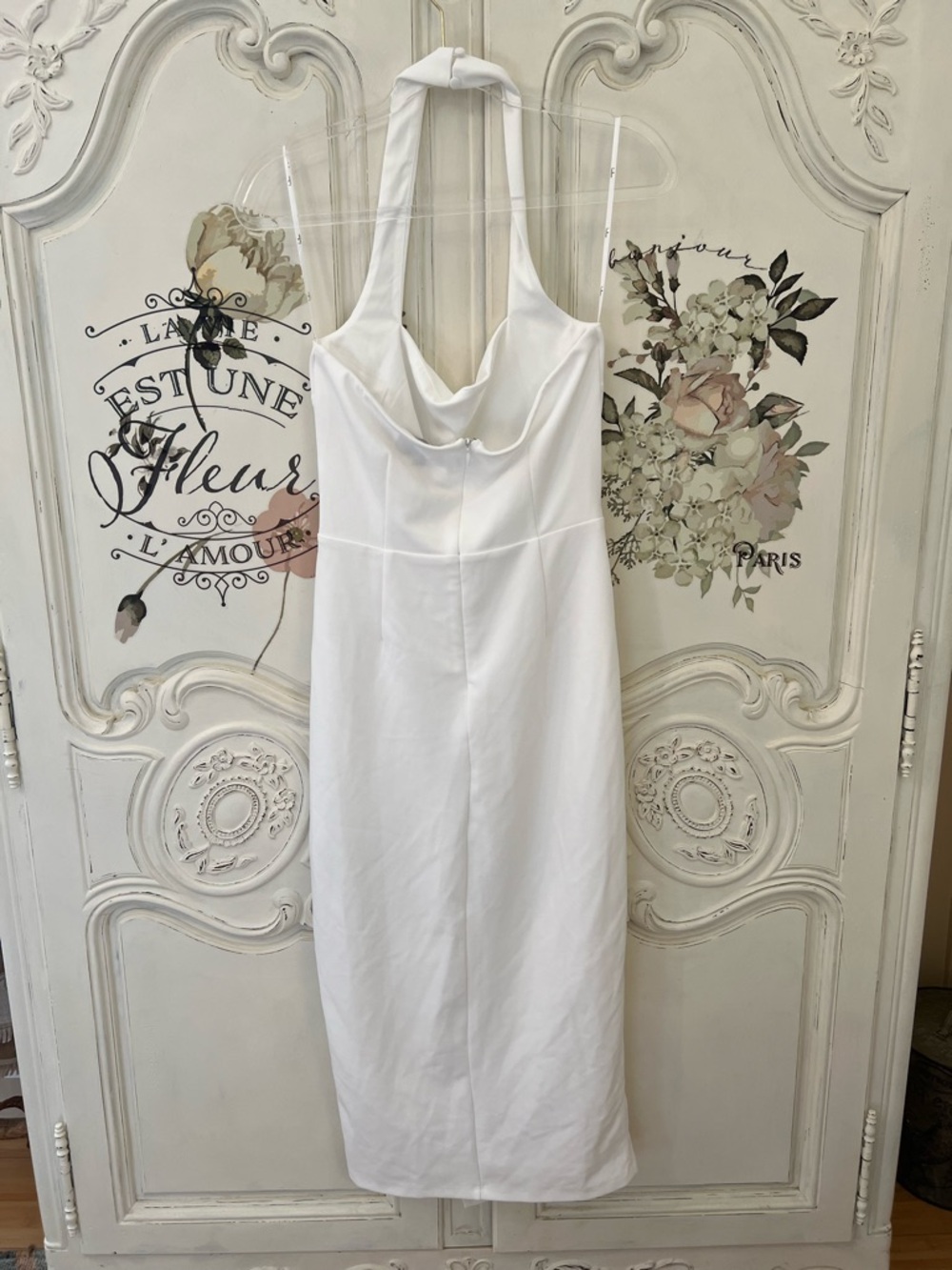 Lulus Prominent Charm White Halter Bodycon Tulip Midi Dress Size M NWOT - Picture 10 of 12